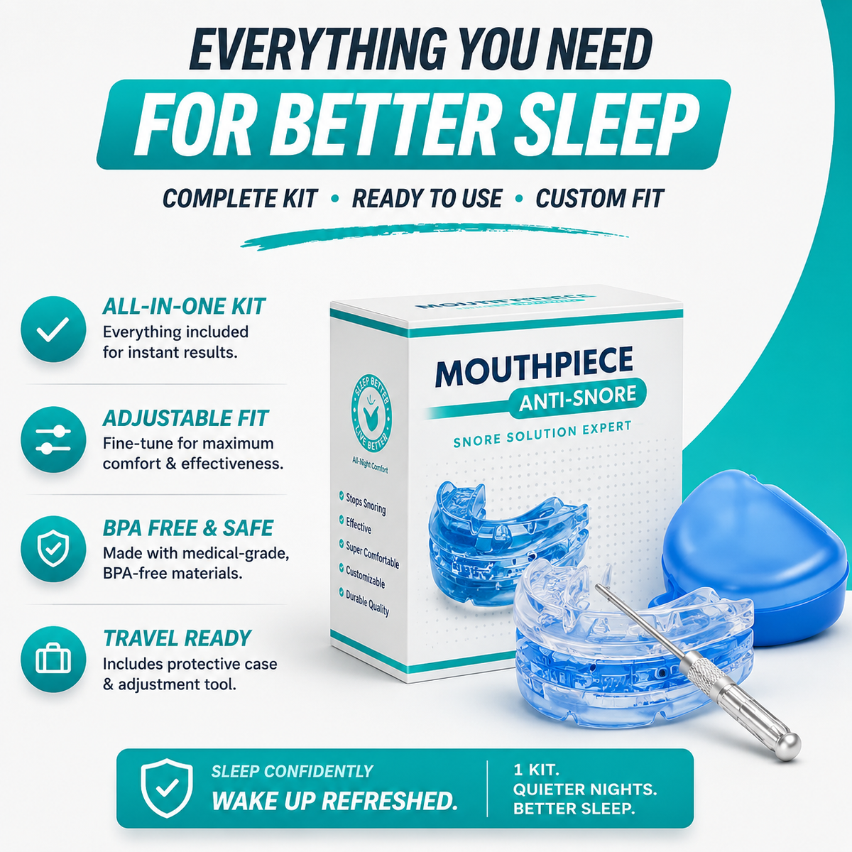 The Quiet Anti-Snoring Mouthpiece (Universal Size)